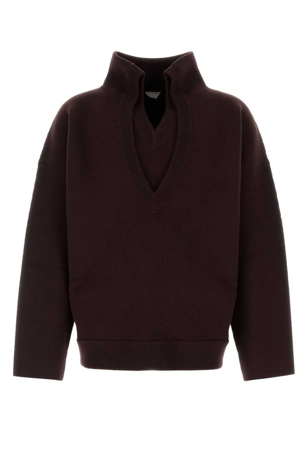V-Neck Sweater With High Collar