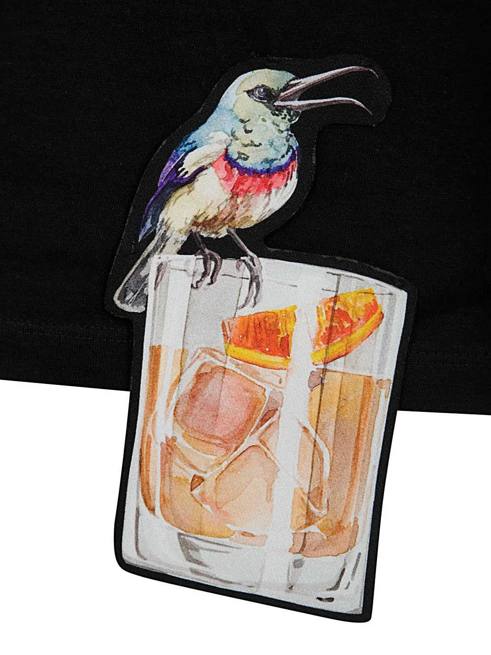 Long Sleeve T-Shirt With Bird And Cocktail Print
