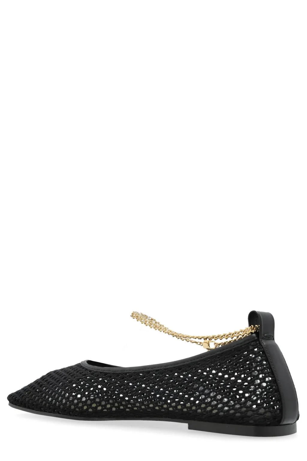 Mesh Ballet Flats With Chain Detail