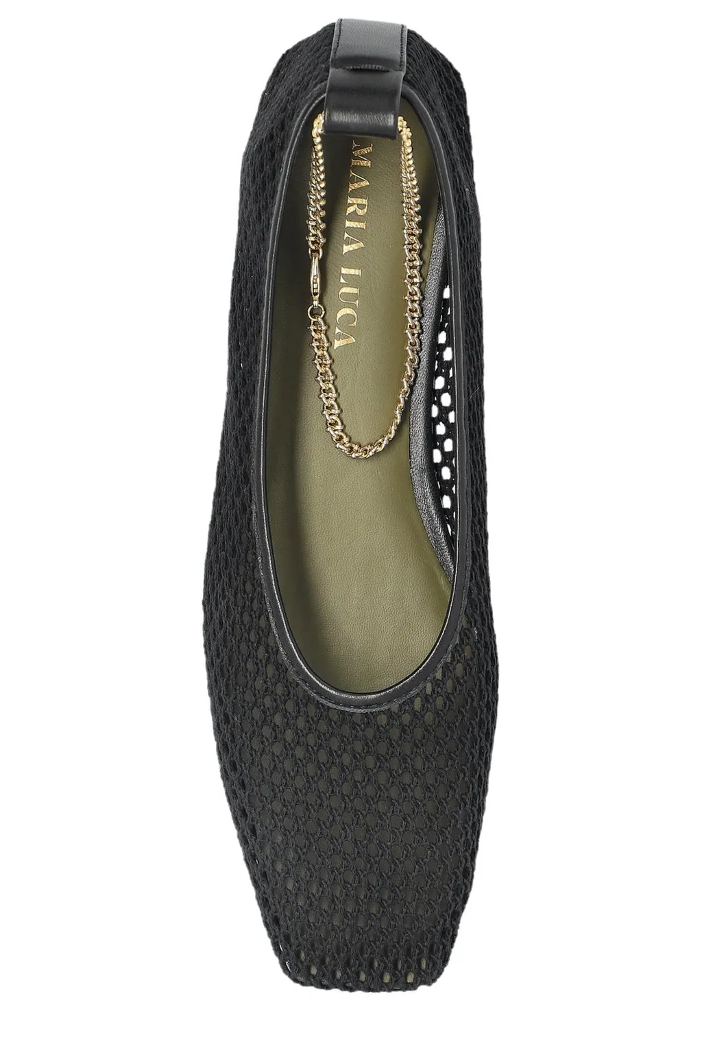 Mesh Ballet Flats With Chain Detail