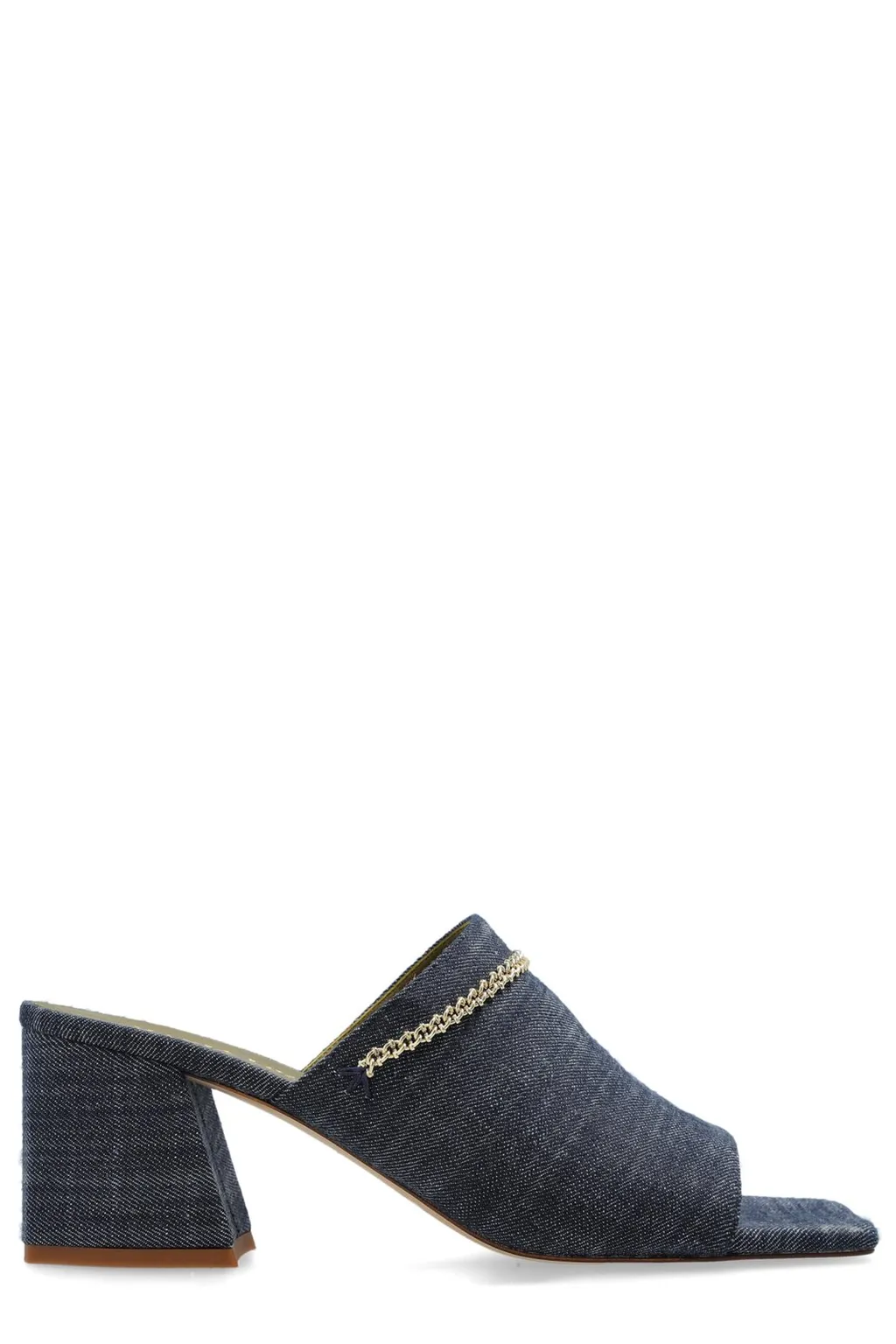 Denim Mules With Chain Detail
