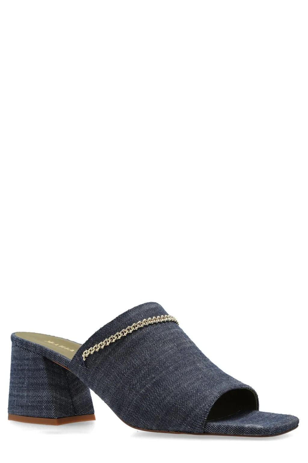 Denim Mules With Chain Detail