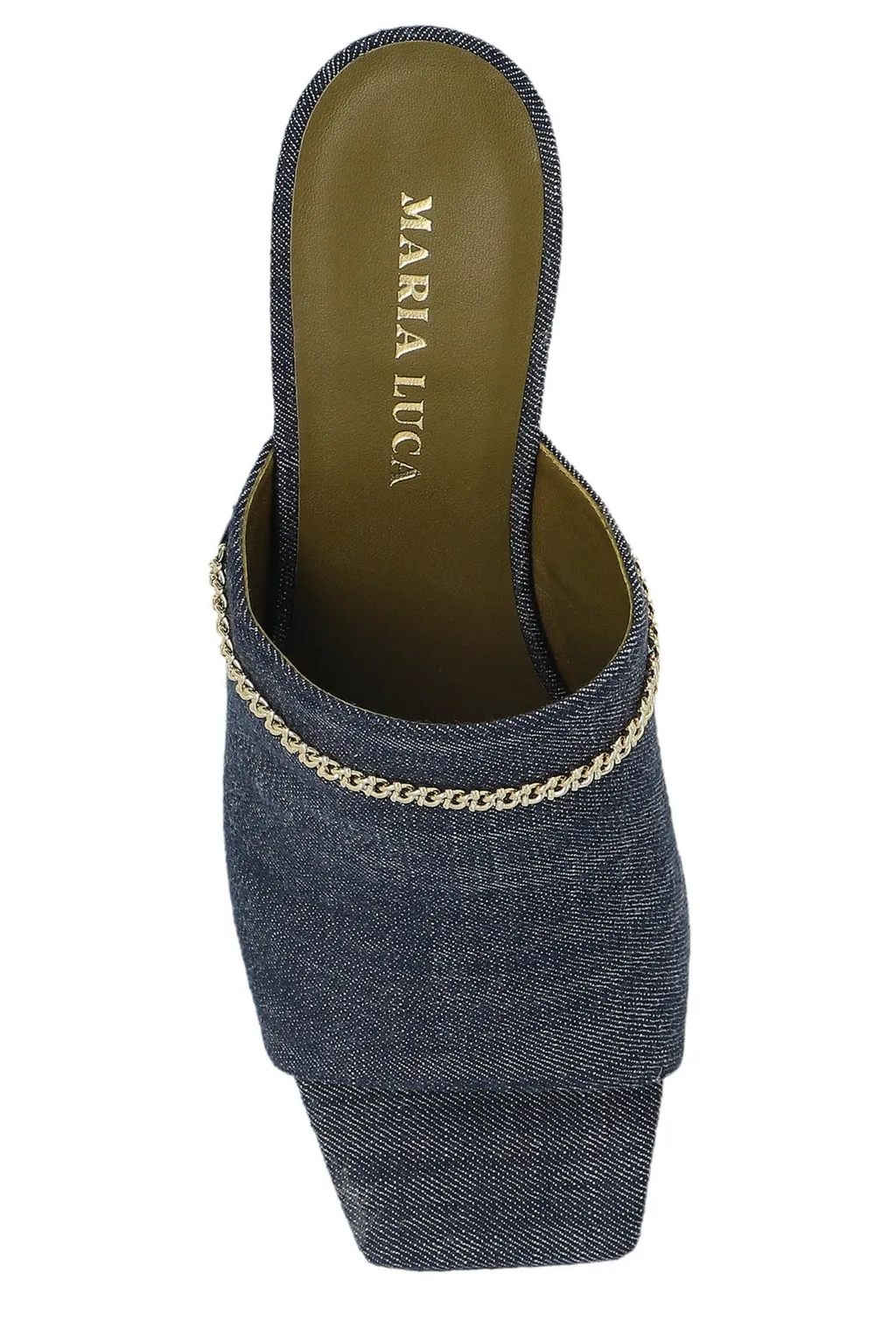 Denim Mules With Chain Detail