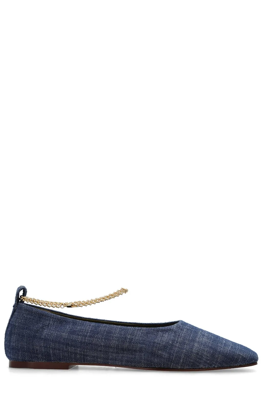Denim Ballet Flats With Chain Detail