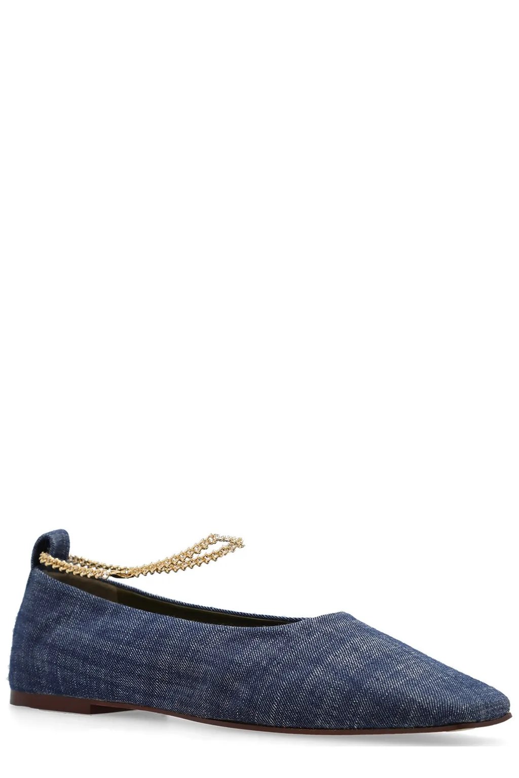 Denim Ballet Flats With Chain Detail
