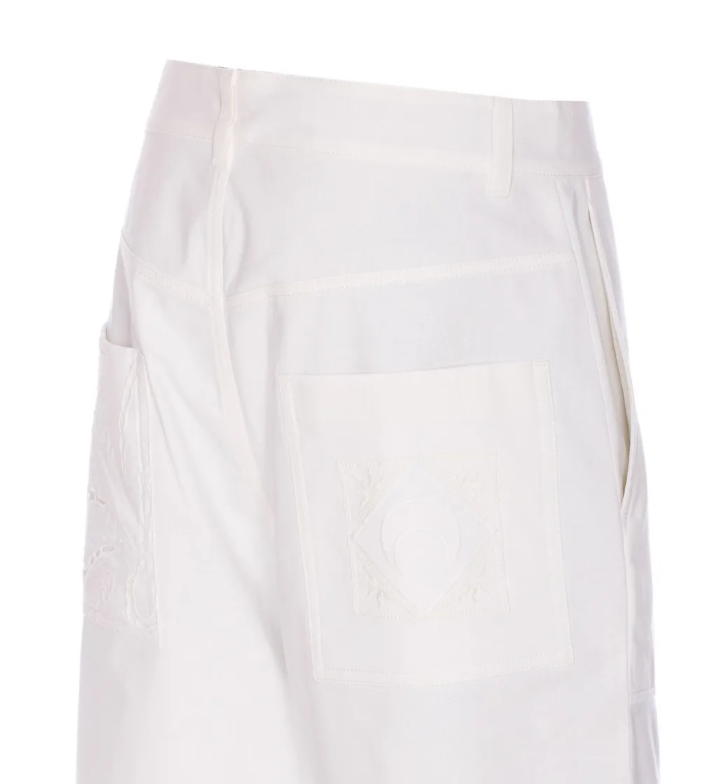 Wide-Leg Trousers With Floral Embroidery