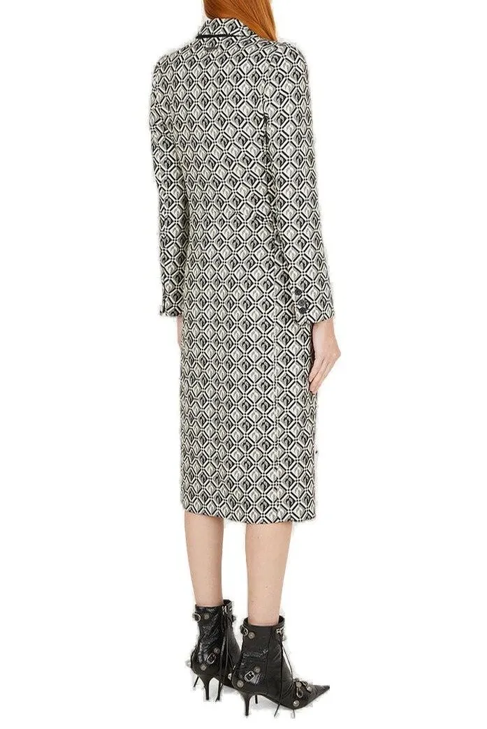 Geometric Jacquard Blazer Dress