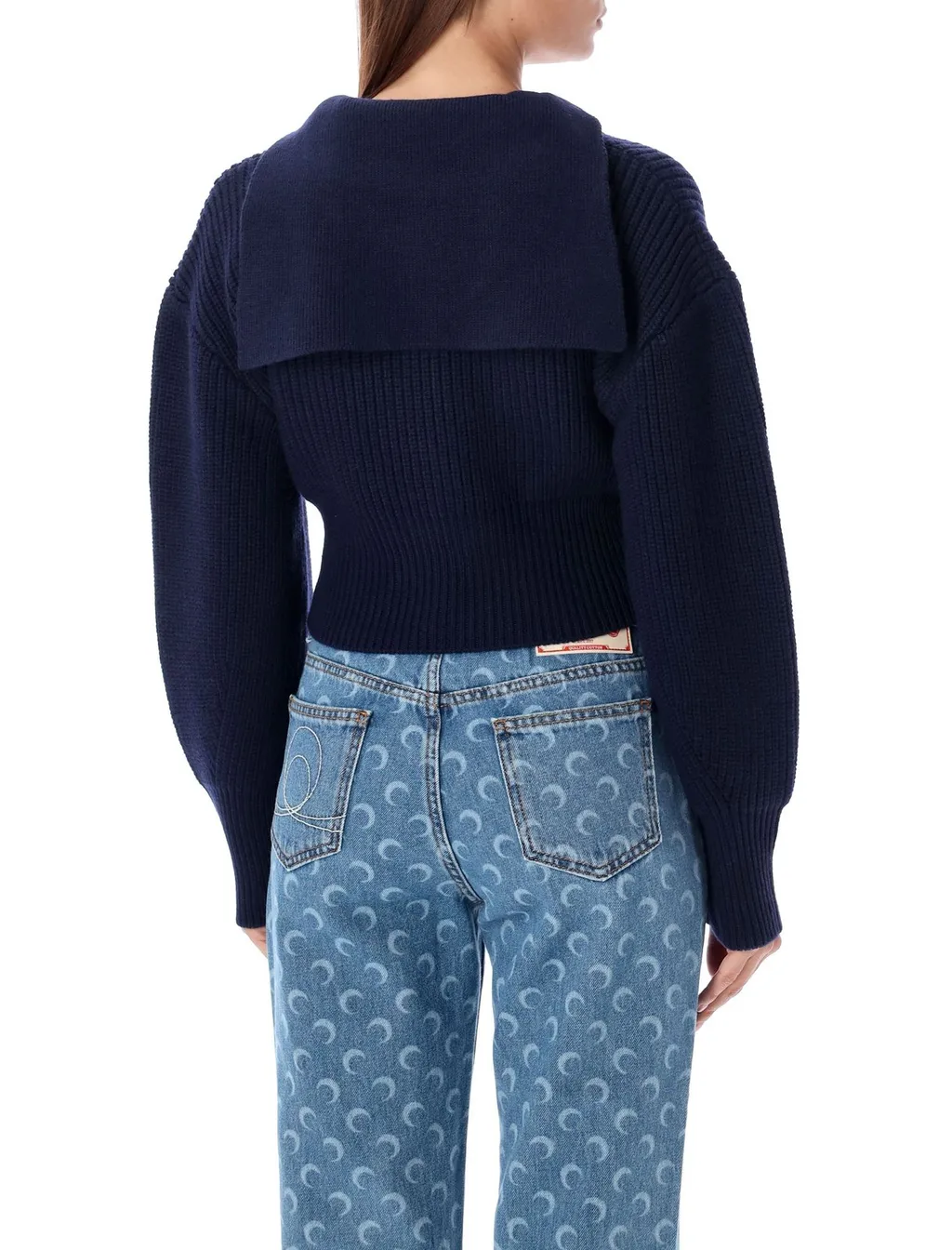 Cropped Ribbed Knit Sweater