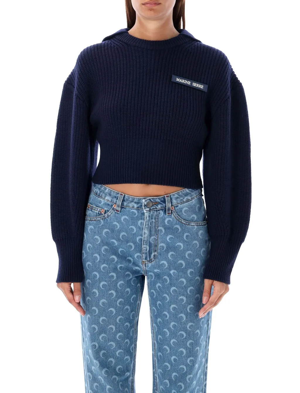 Cropped Ribbed Knit Sweater