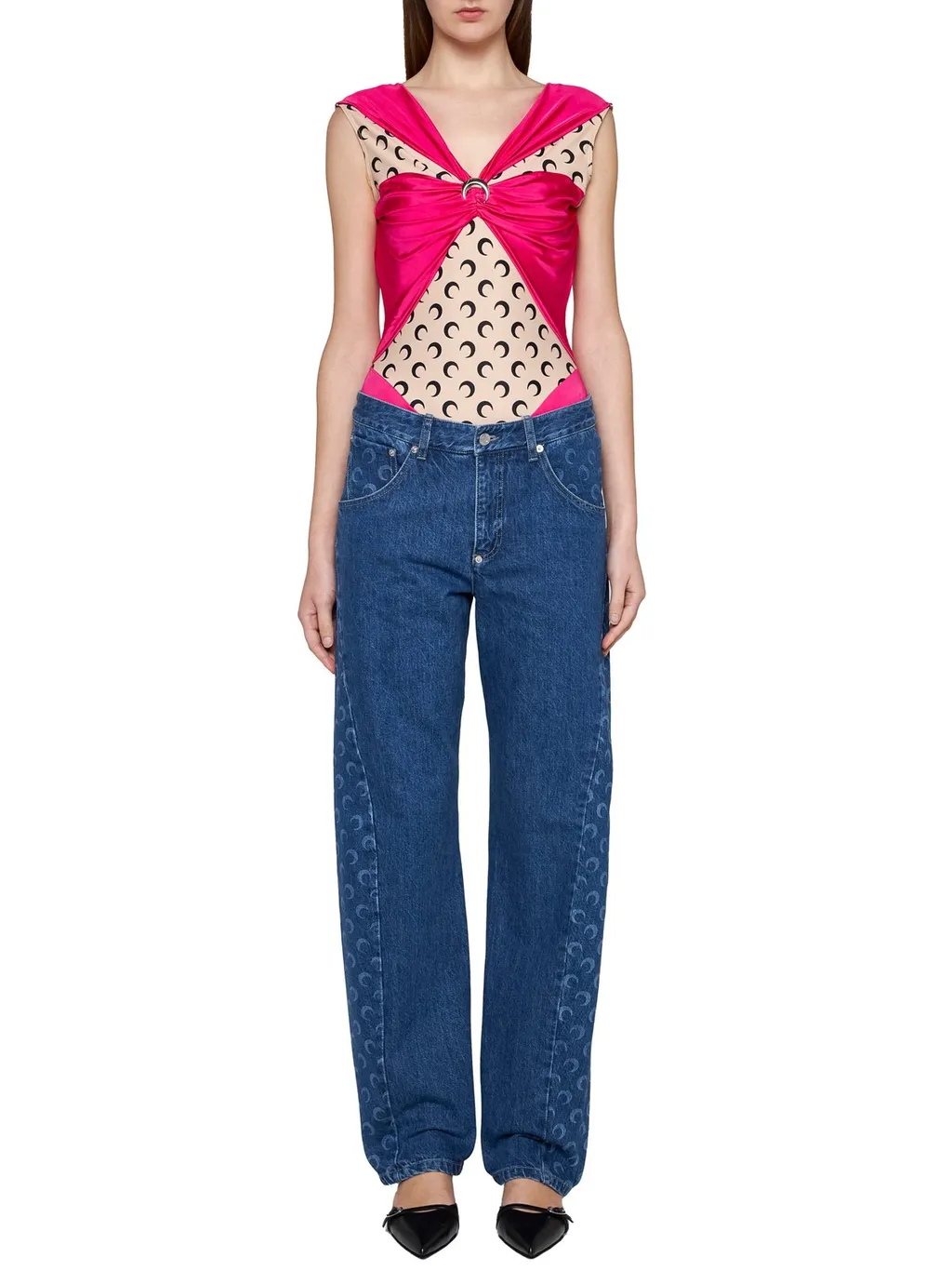 Crescent Moon Print Bodysuit