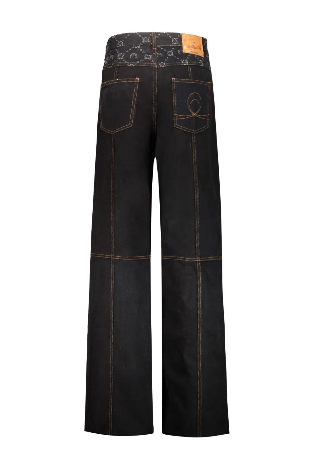 Wide-Leg Jeans With Bandana Print Panels