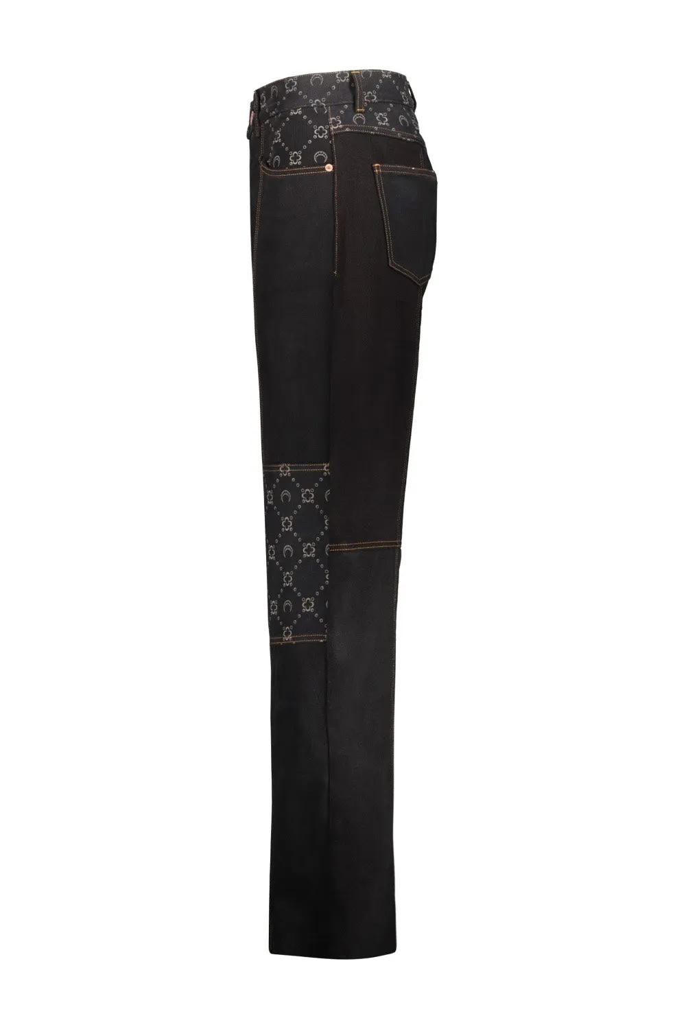 Wide-Leg Jeans With Bandana Print Panels