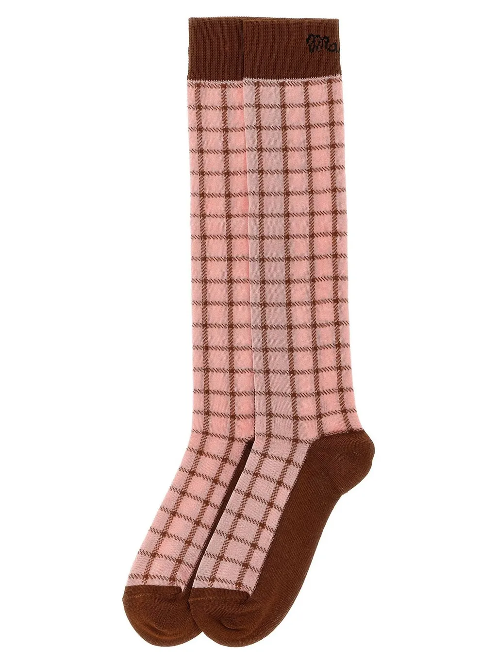 Knee-High Socks With Plaid Pattern
