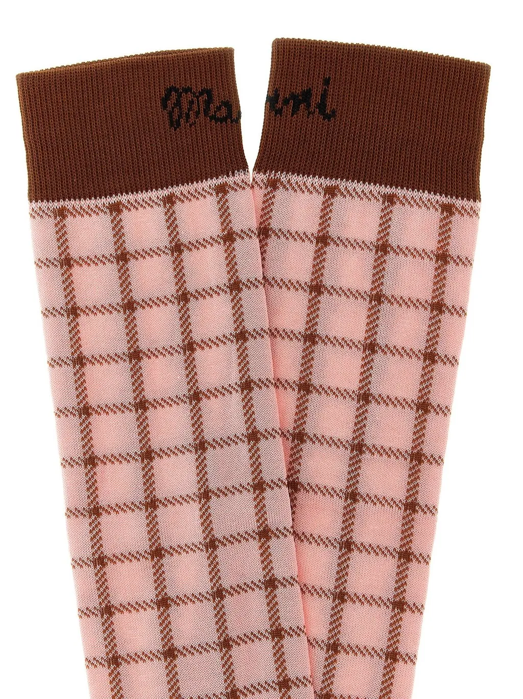 Knee-High Socks With Plaid Pattern