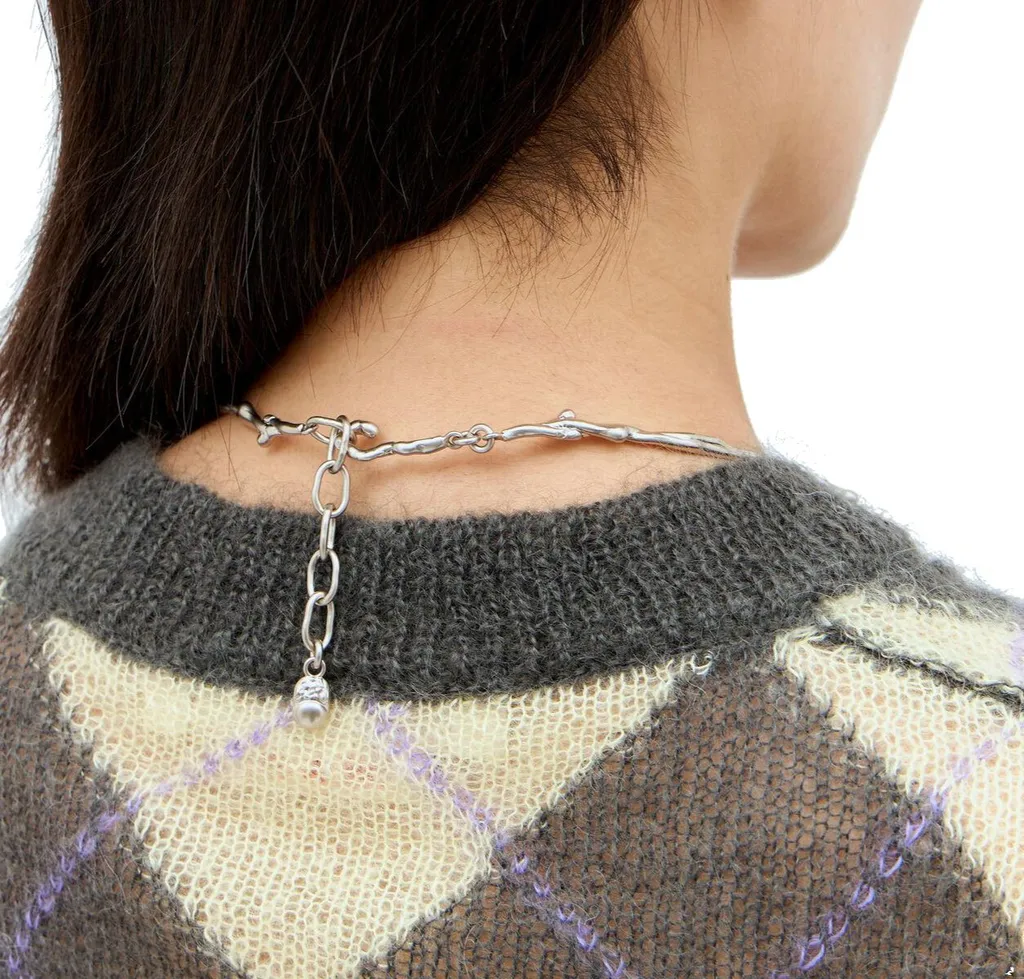 Choker Necklace With Coral And Pearls