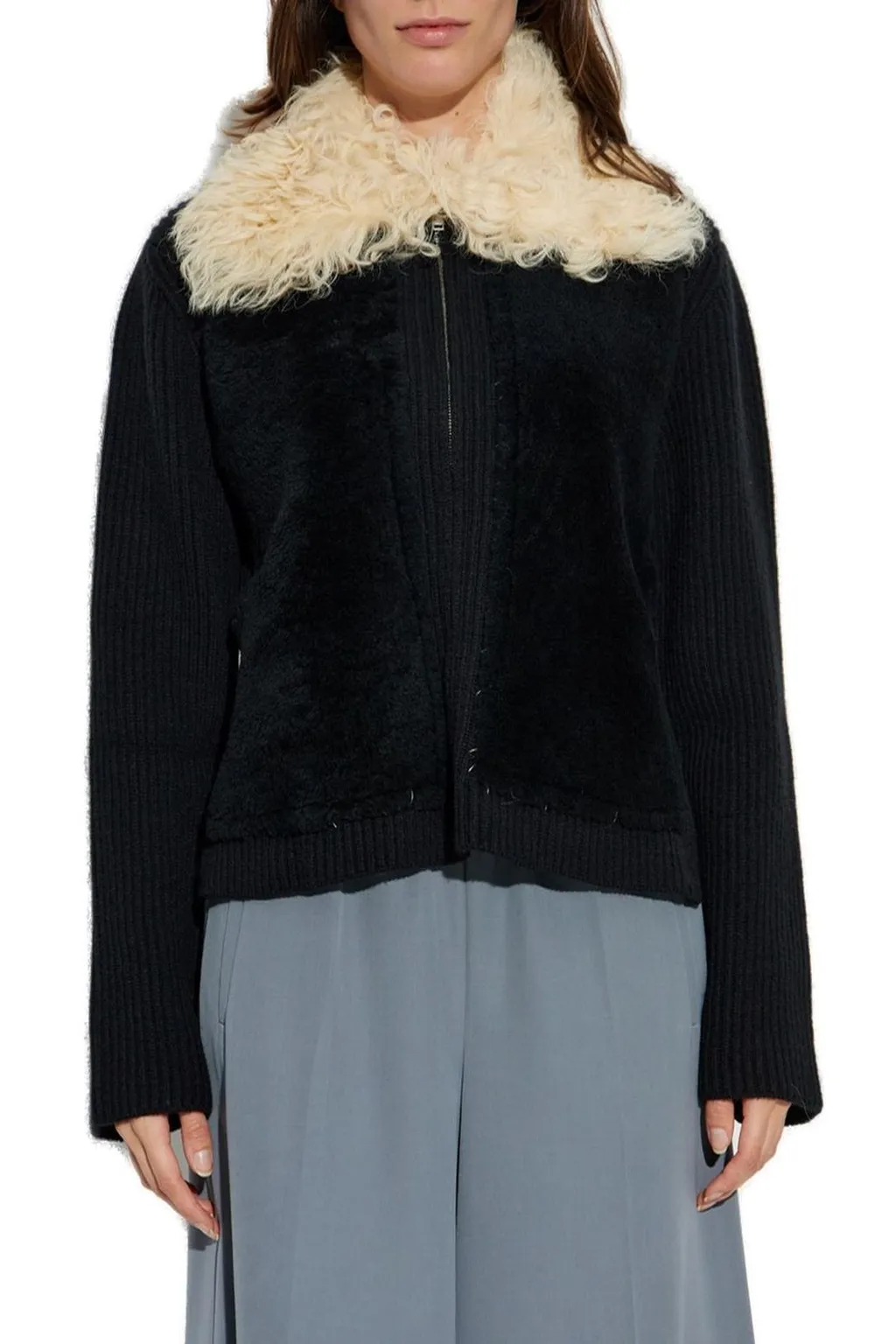 Faux Fur Trimmed Cardigan