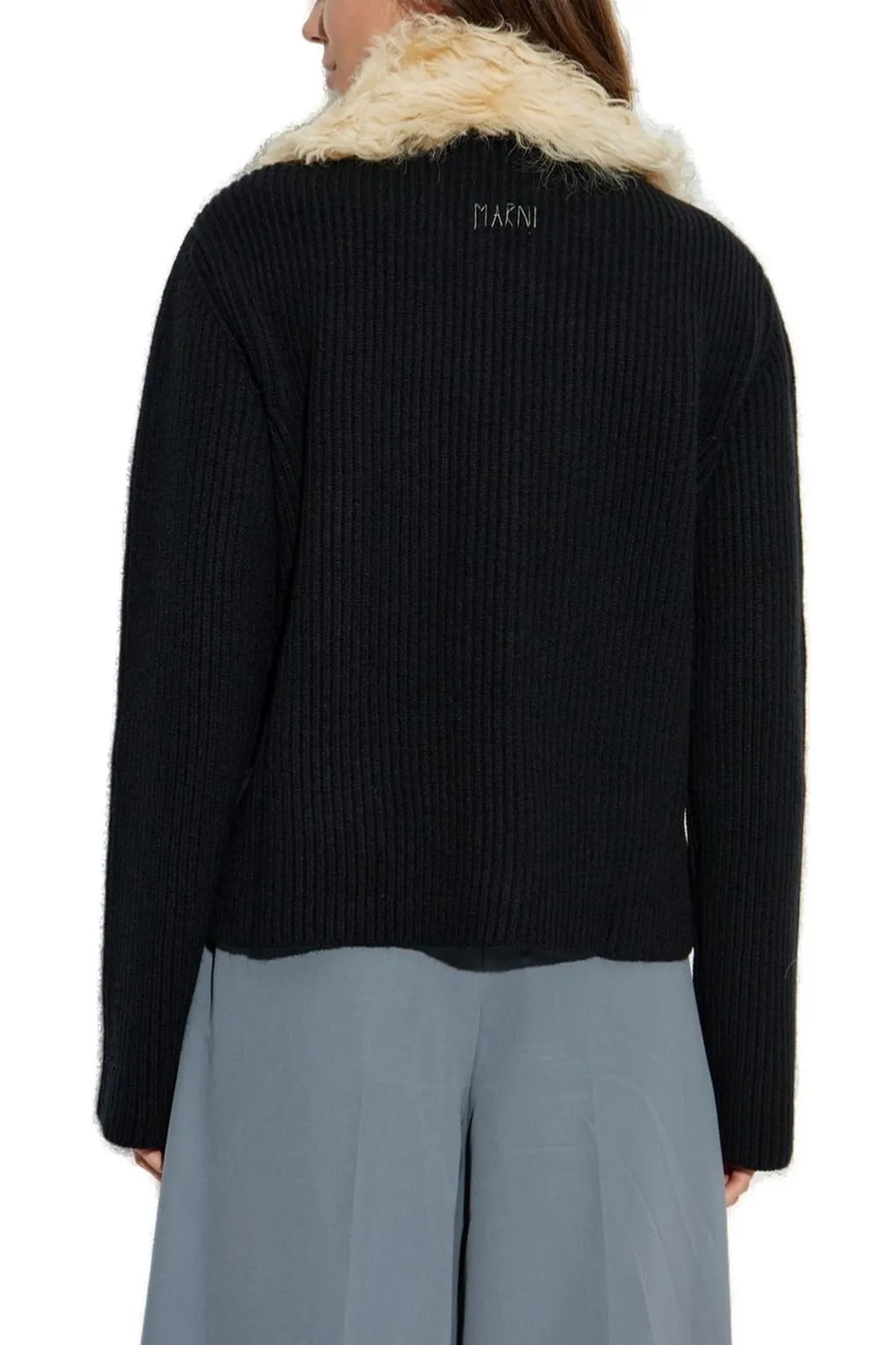 Faux Fur Trimmed Cardigan