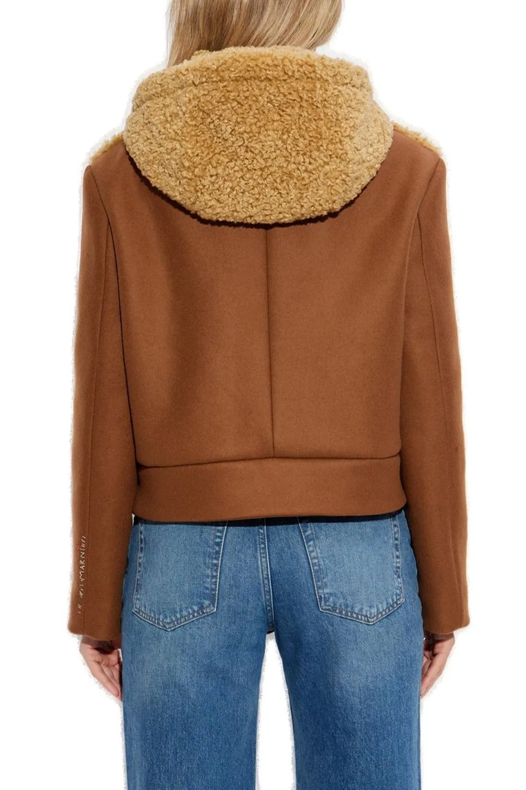 Teddy Bomber Jacket With Contrast Sleeves