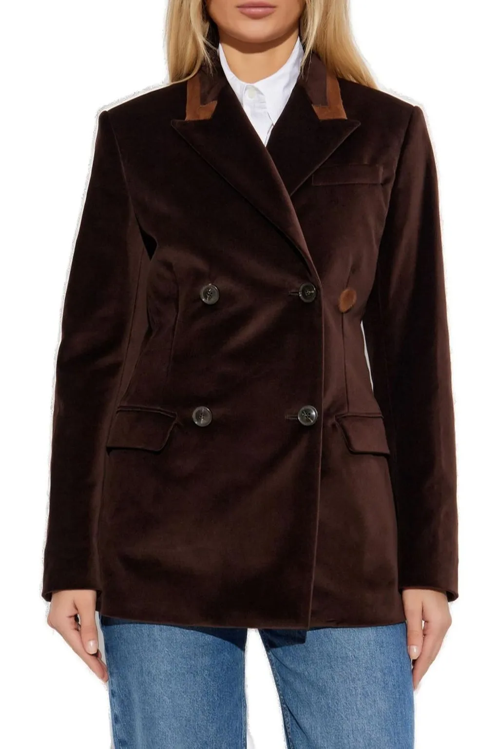 Double-Breasted Velvet Blazer