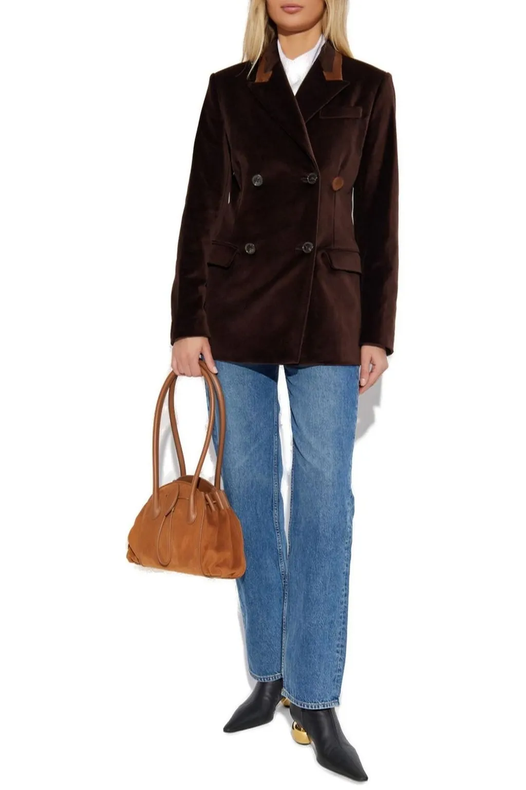 Double-Breasted Velvet Blazer
