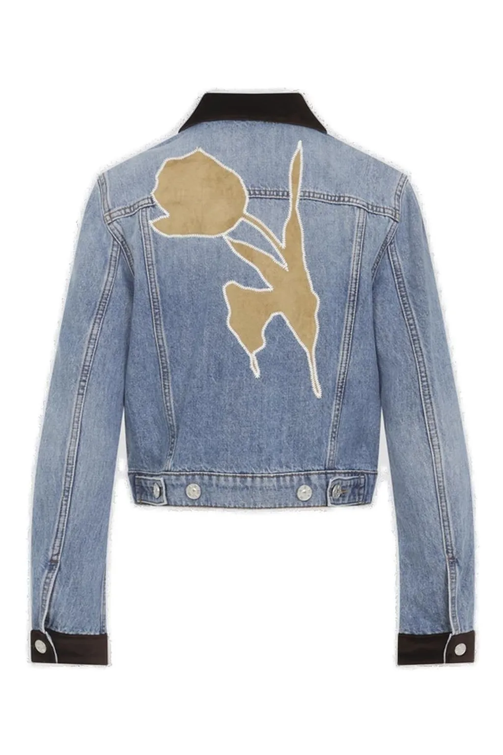 Denim Jacket With Suede Collar