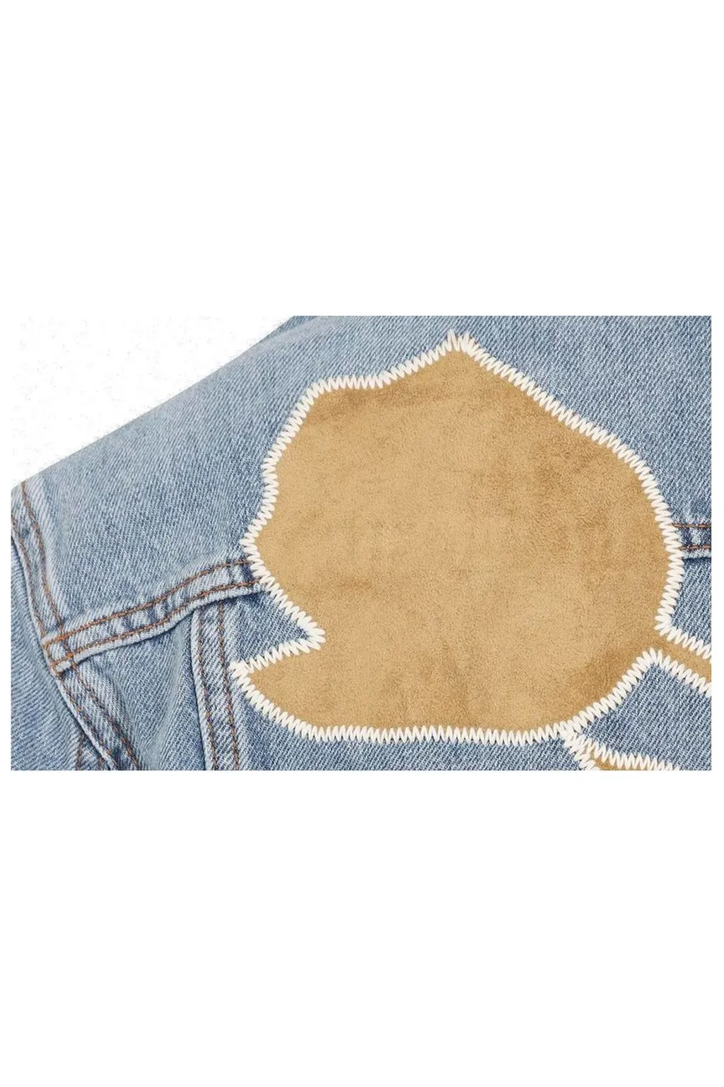 Denim Jacket With Suede Collar
