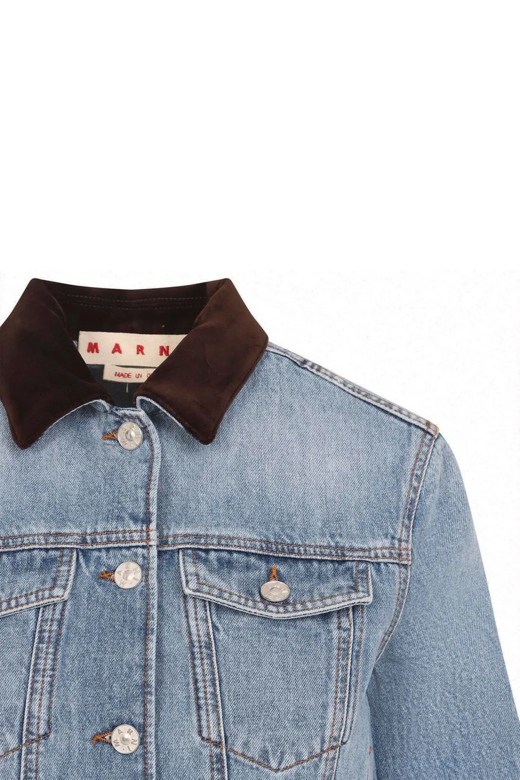 Denim Jacket With Suede Collar
