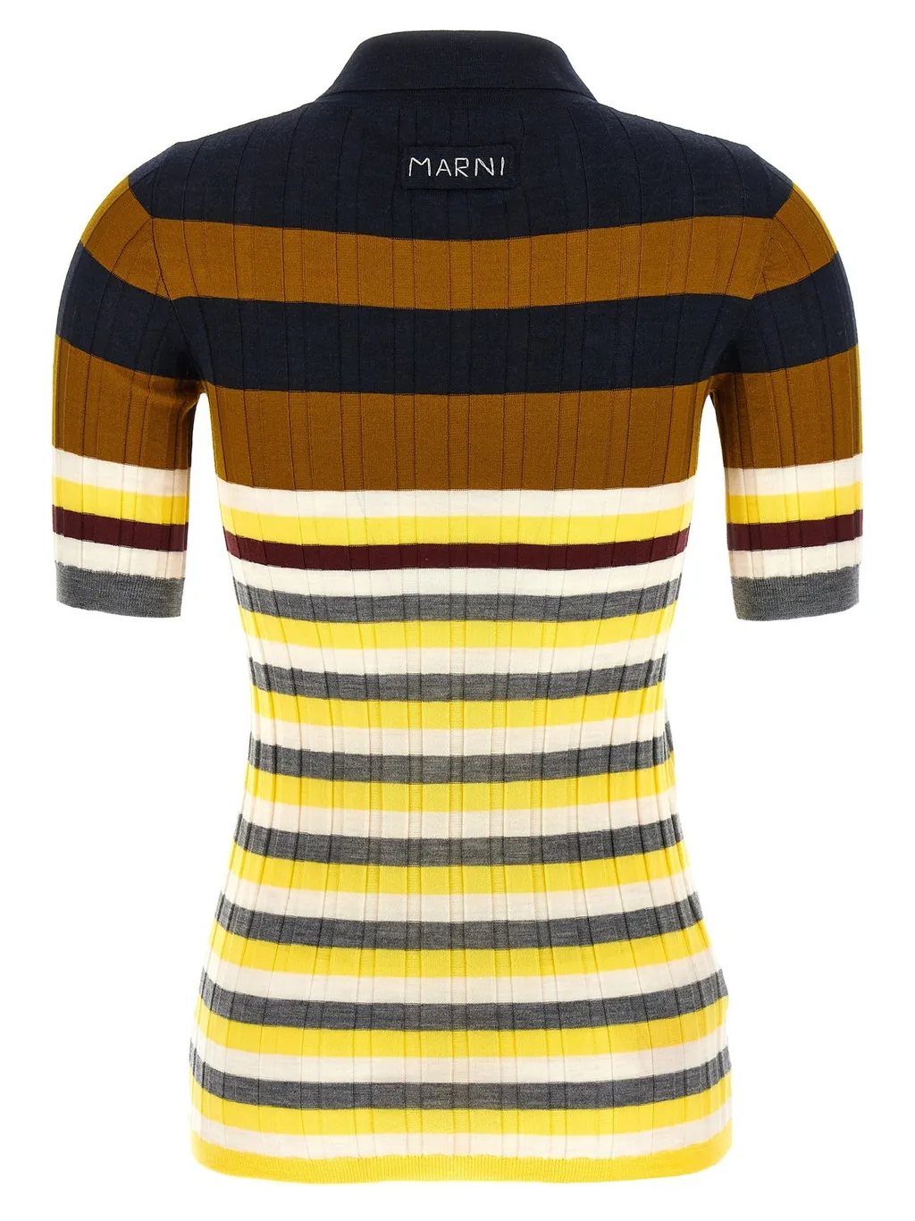Striped Knit Polo Shirt
