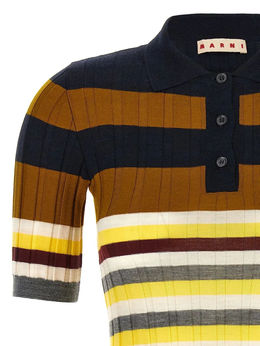 Striped Knit Polo Shirt