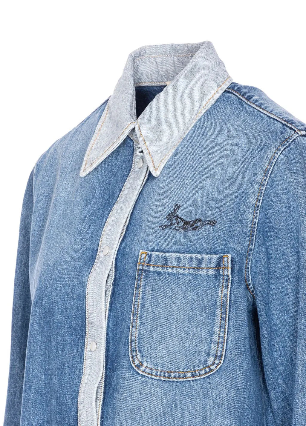 Denim Shirt With Embroidered Motifs