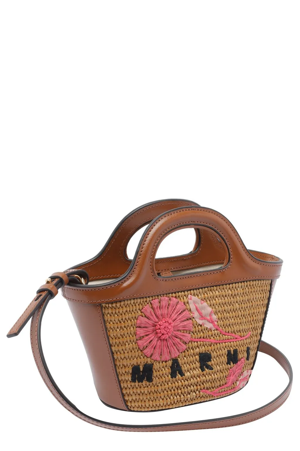 Basket Bag With Floral Embroidery