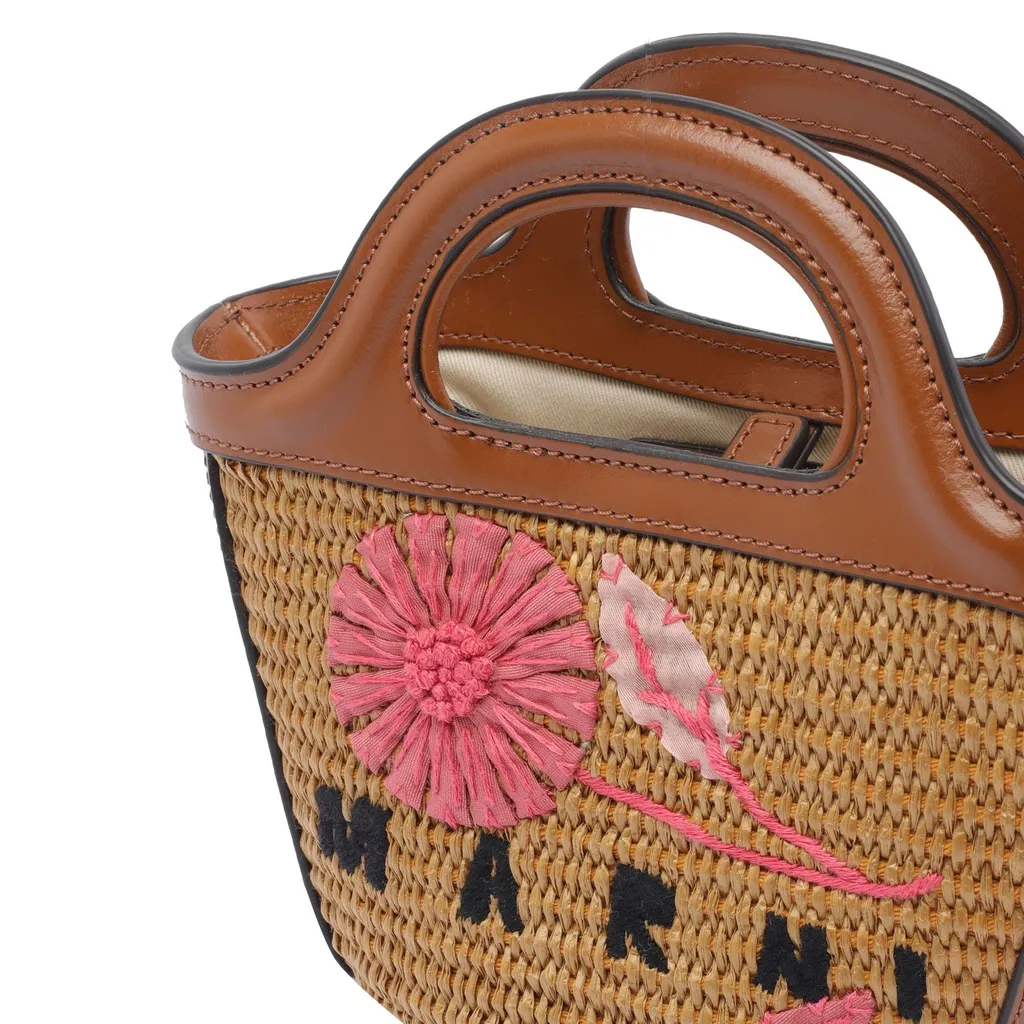 Basket Bag With Floral Embroidery