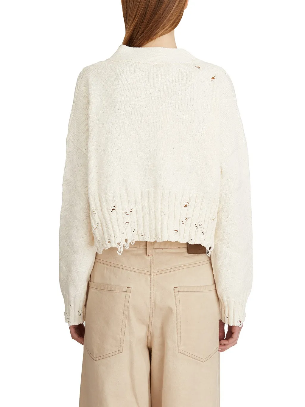 Cropped Distressed Cardigan