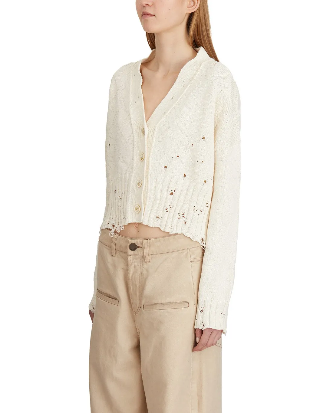 Cropped Distressed Cardigan