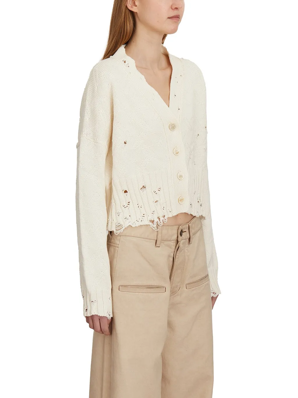 Cropped Distressed Cardigan