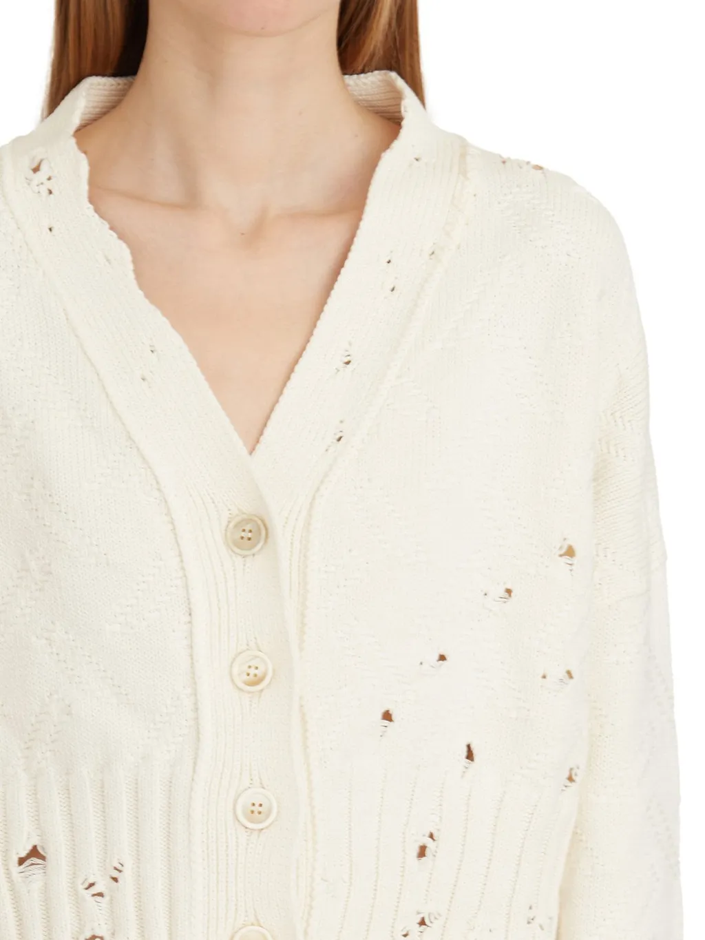 Cropped Distressed Cardigan