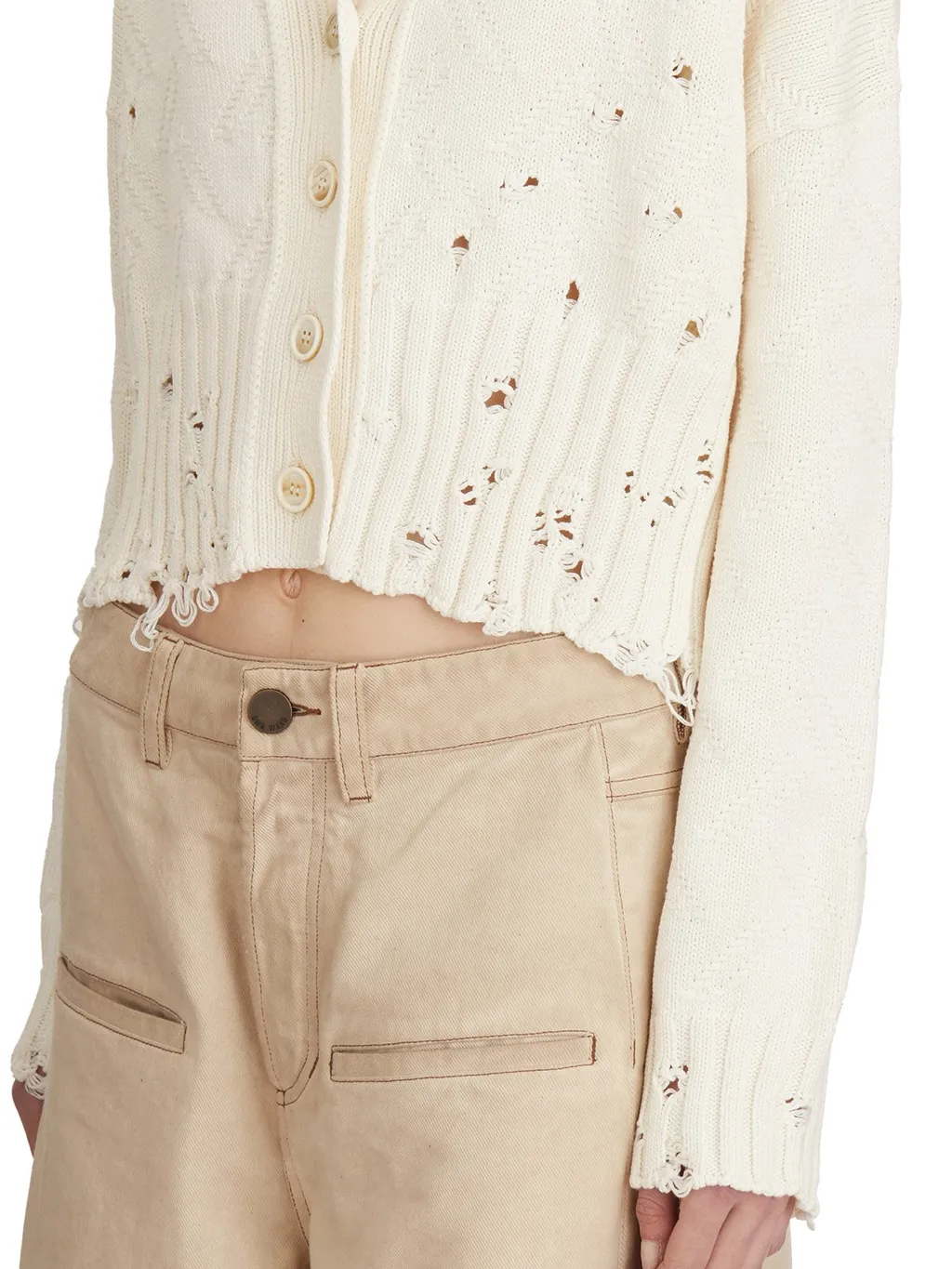 Cropped Distressed Cardigan