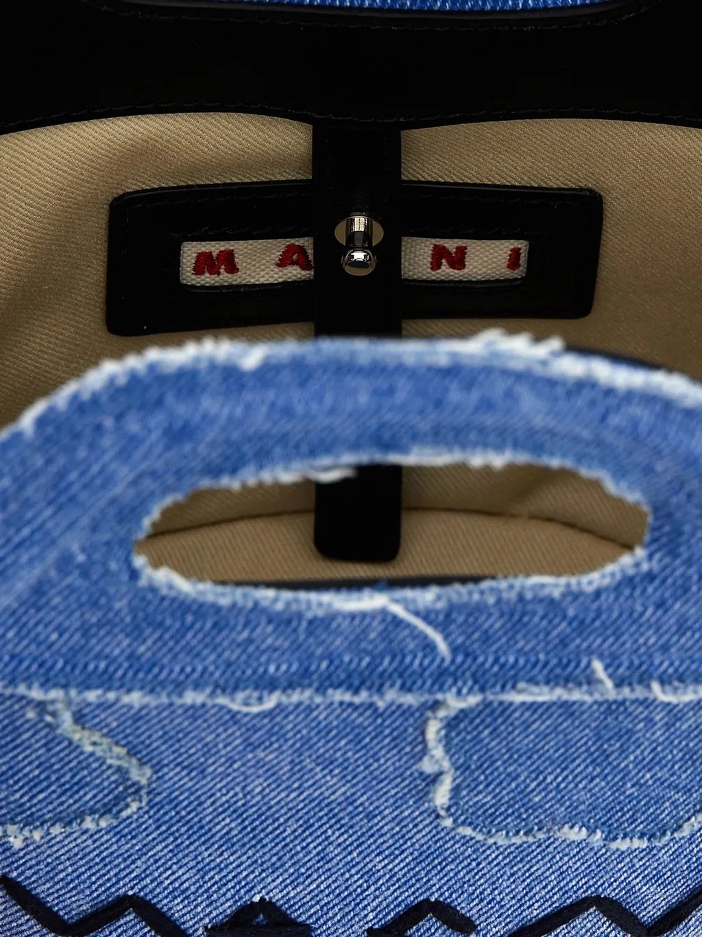 Denim Tote Bag With Graphic Print