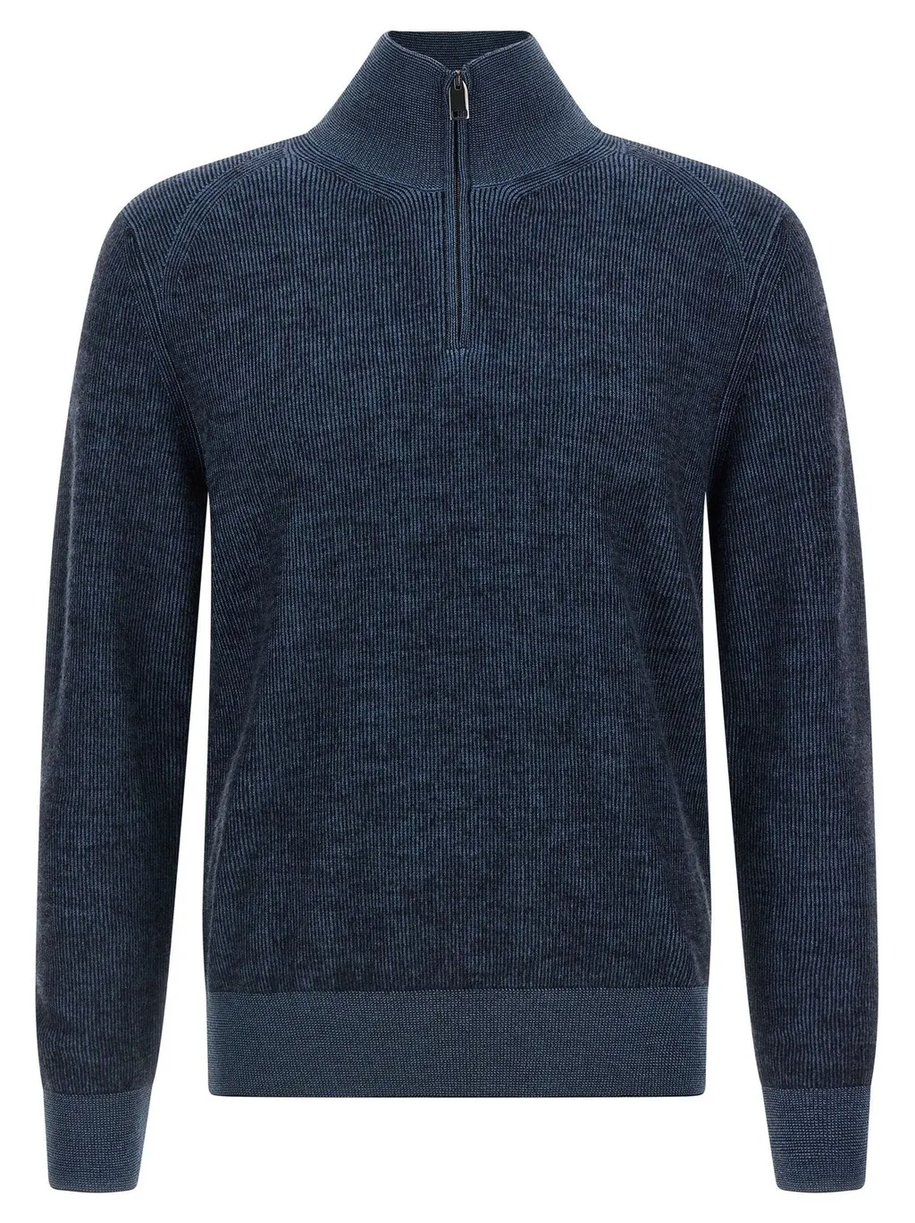 Quarter-Zip Ribbed Knit Sweater