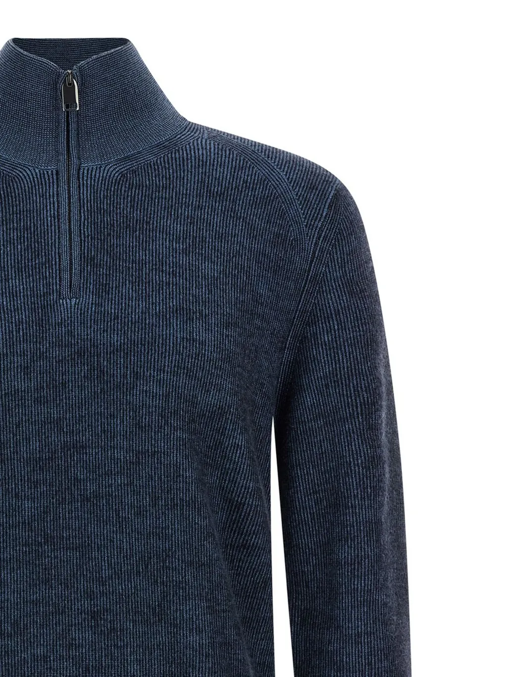 Quarter-Zip Ribbed Knit Sweater