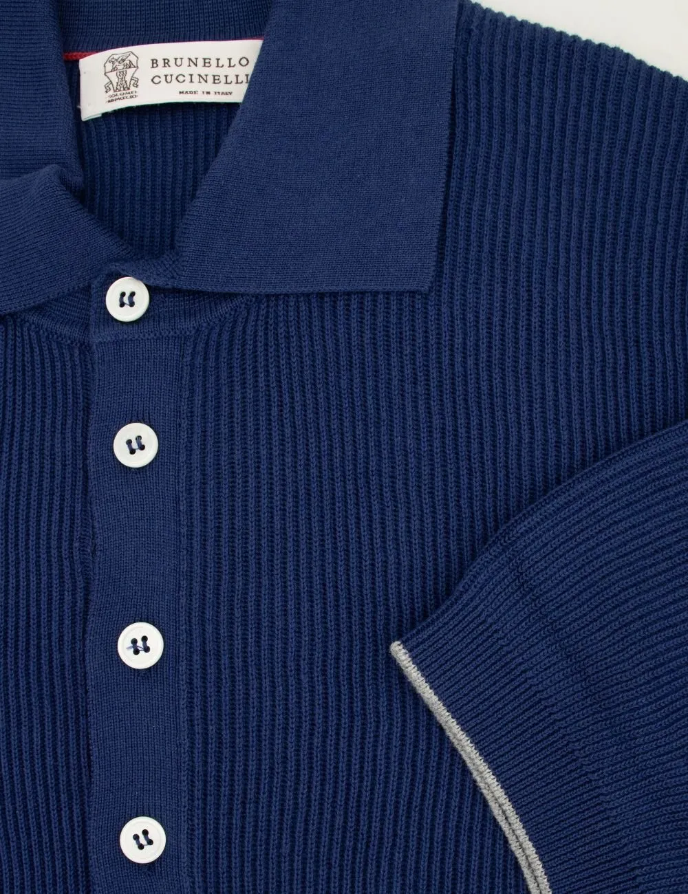 Ribbed Knit Polo Shirt