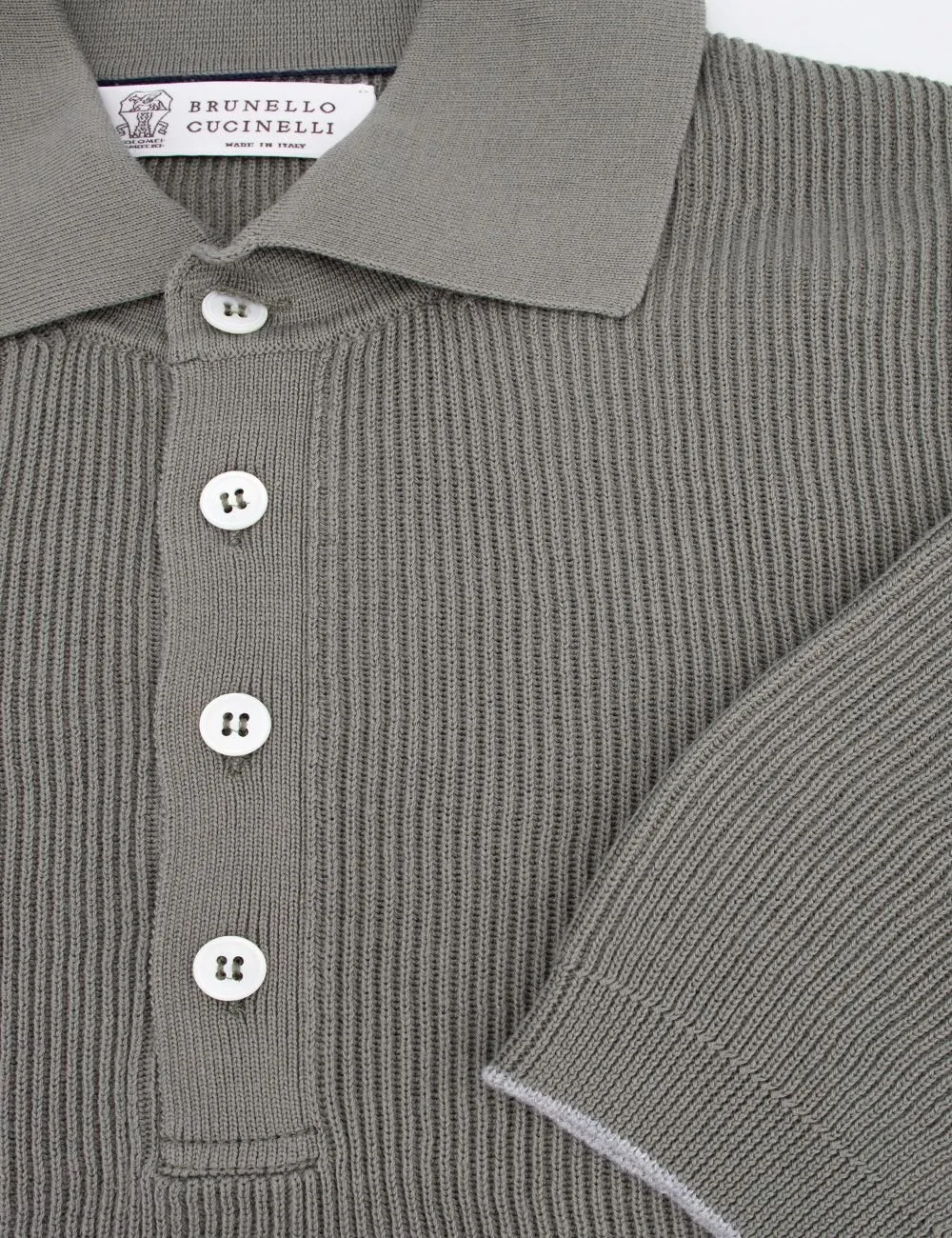 Ribbed Knit Polo Shirt
