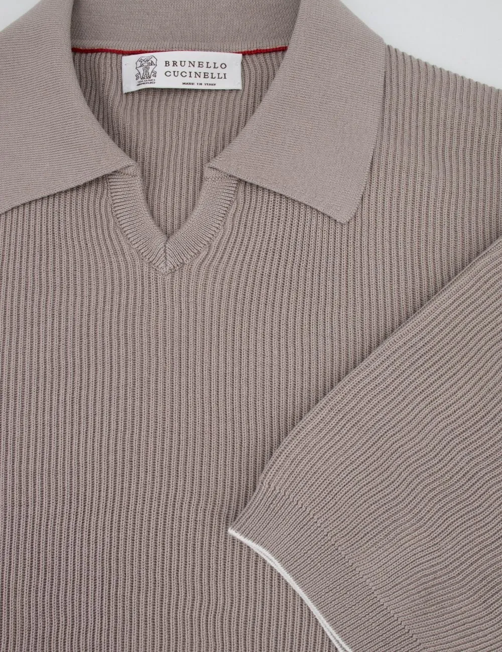 Ribbed Knit Polo Shirt
