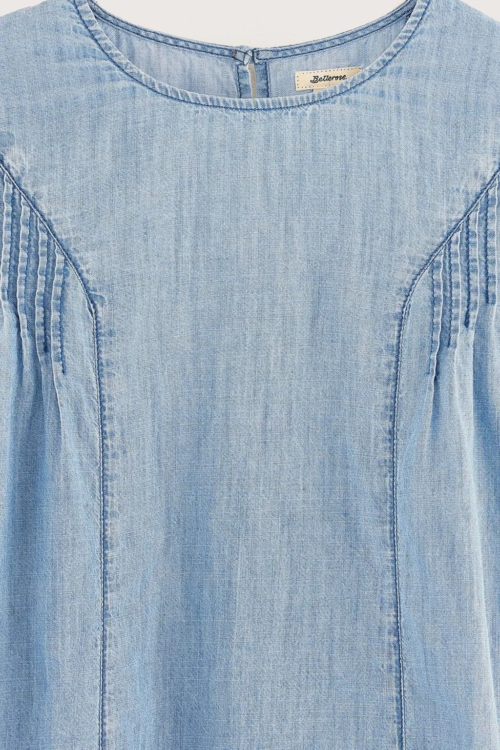 Denim Dress With Gathered Sleeves