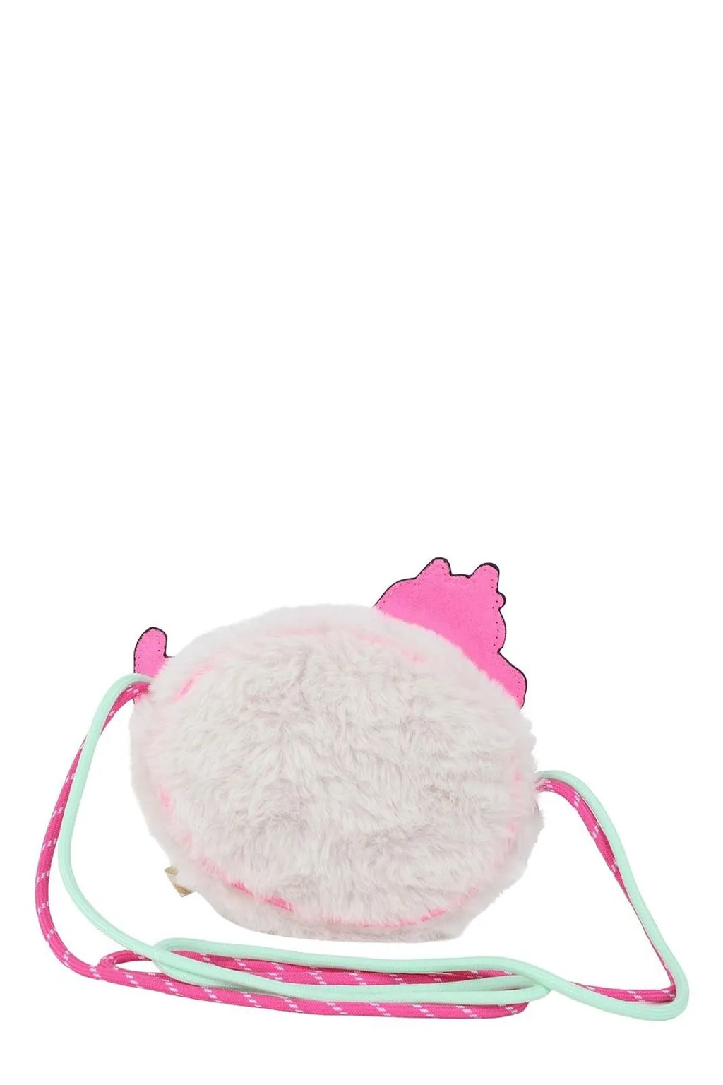 Faux Fur Round Crossbody Bag With Unicorn Appliqué