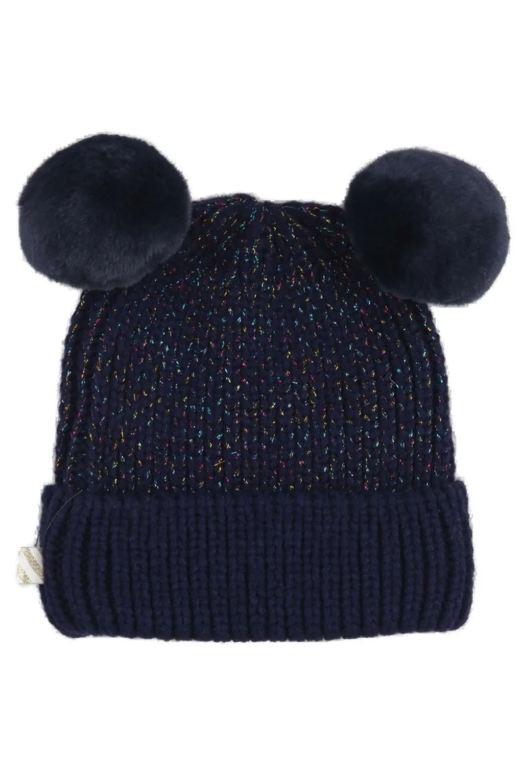 Beanie With Faux Fur Pom Poms
