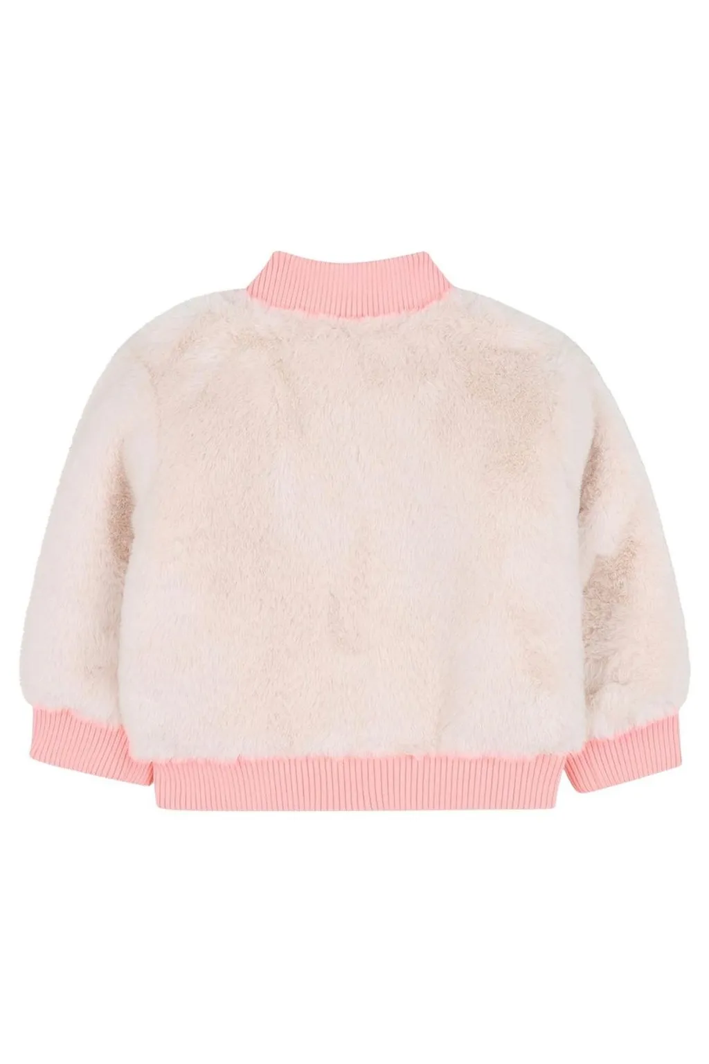 Faux Fur Bomber Jacket With Hearts