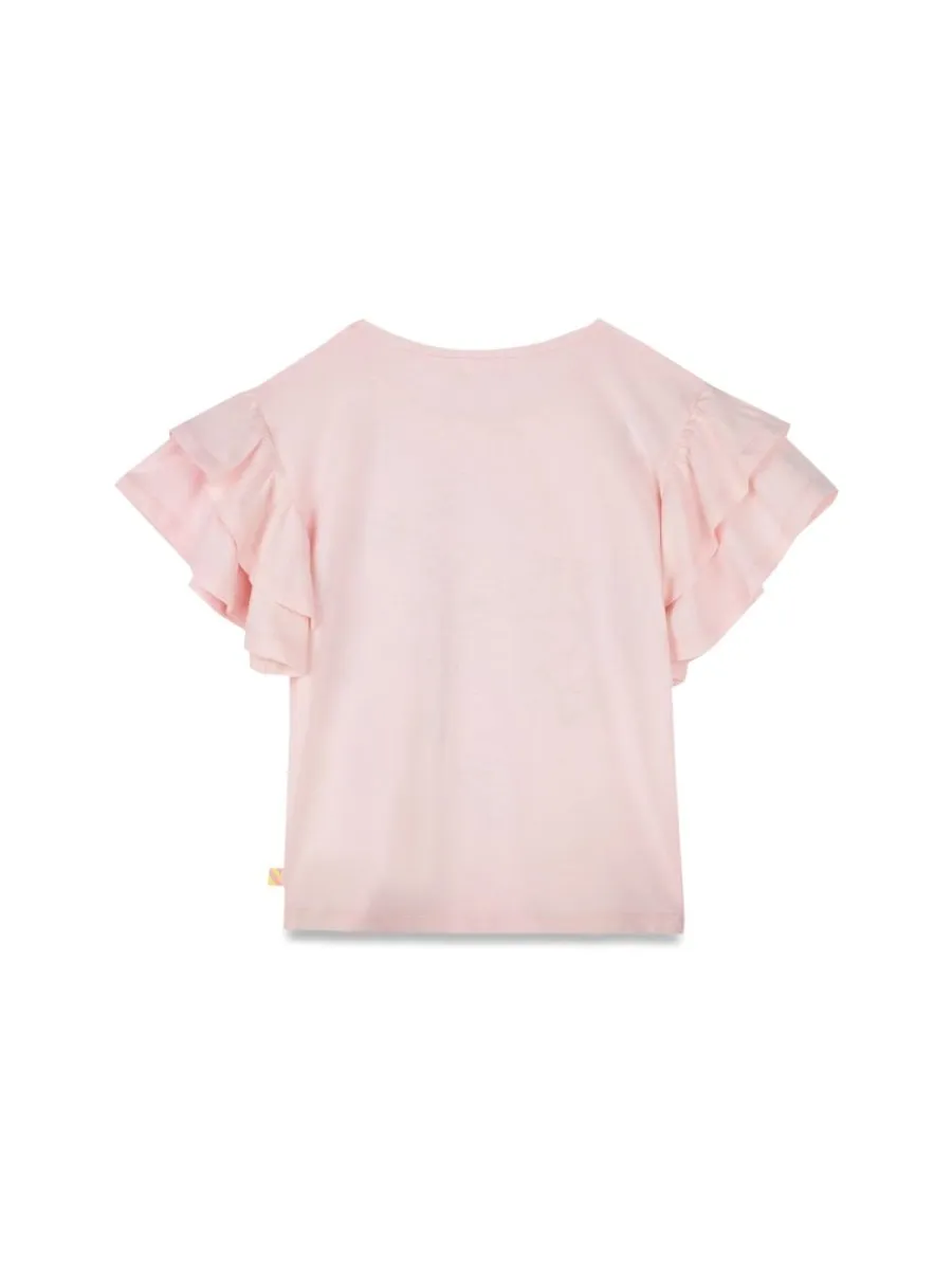 T-Shirt With Ruffle Sleeves And Popcorn Print