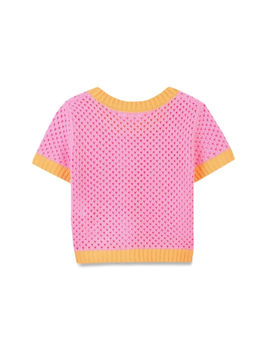 Cropped Mesh Knit Top