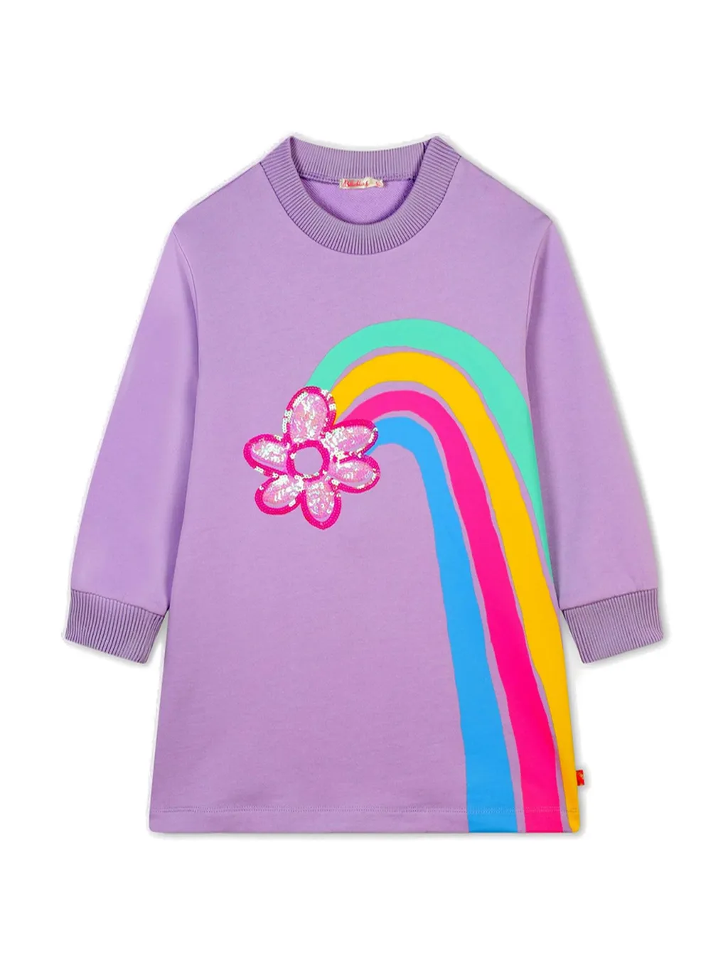 Long Sleeve Dress With Rainbow Flower Appliqué